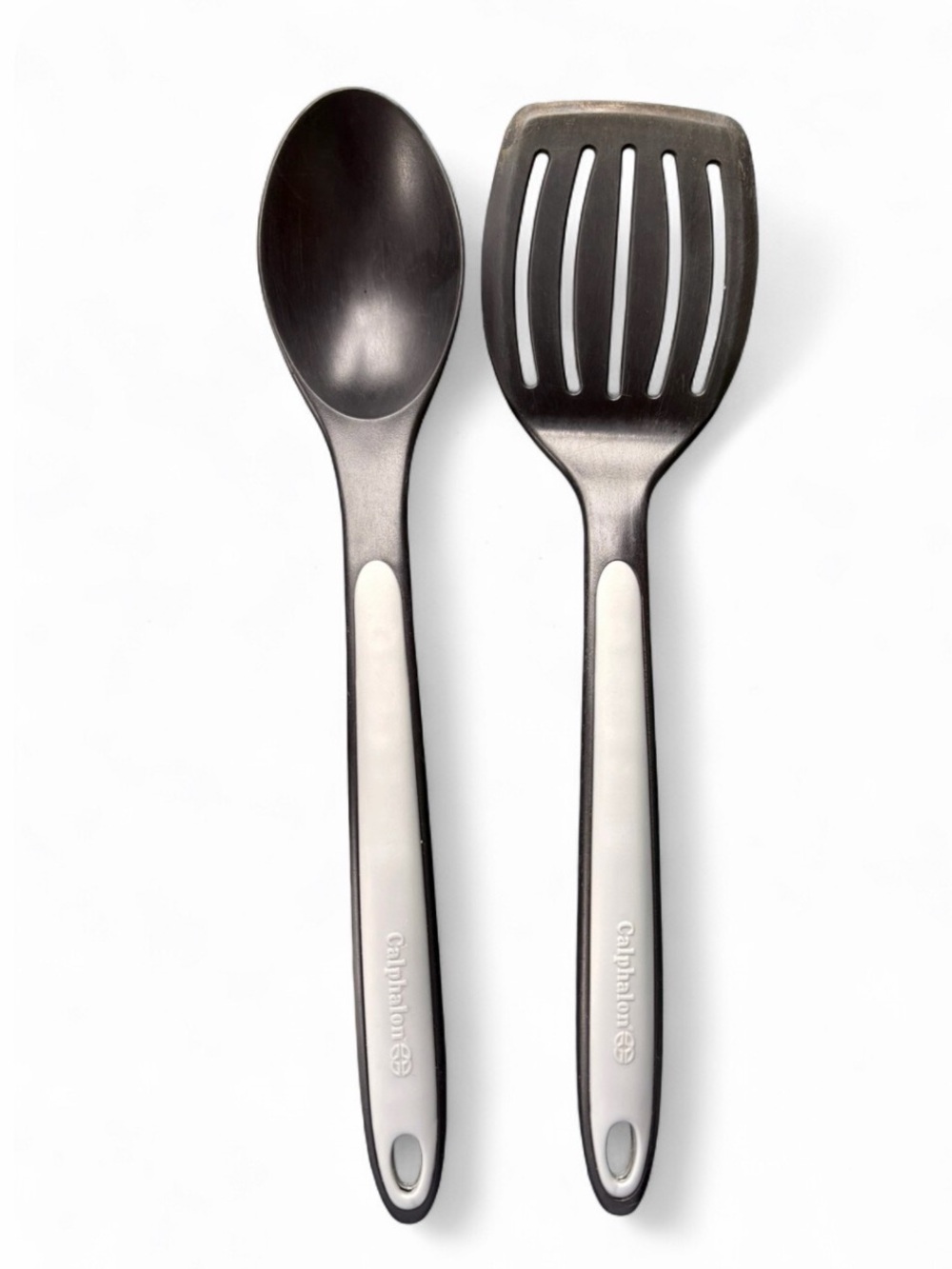 Calphalon Black and Light Gray Nylon Spoon and Slotted Turner Set